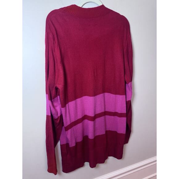 Madeleine Thompson Womens Red Knit Ribbed Trim Cardigan Sweater L NWT Valentine - Picture 11 of 12